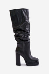 Creased Platform Round Toe Boots Step in style   