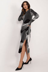 Long Sleeve Midi Bodycon Slit Dress Lakerta   