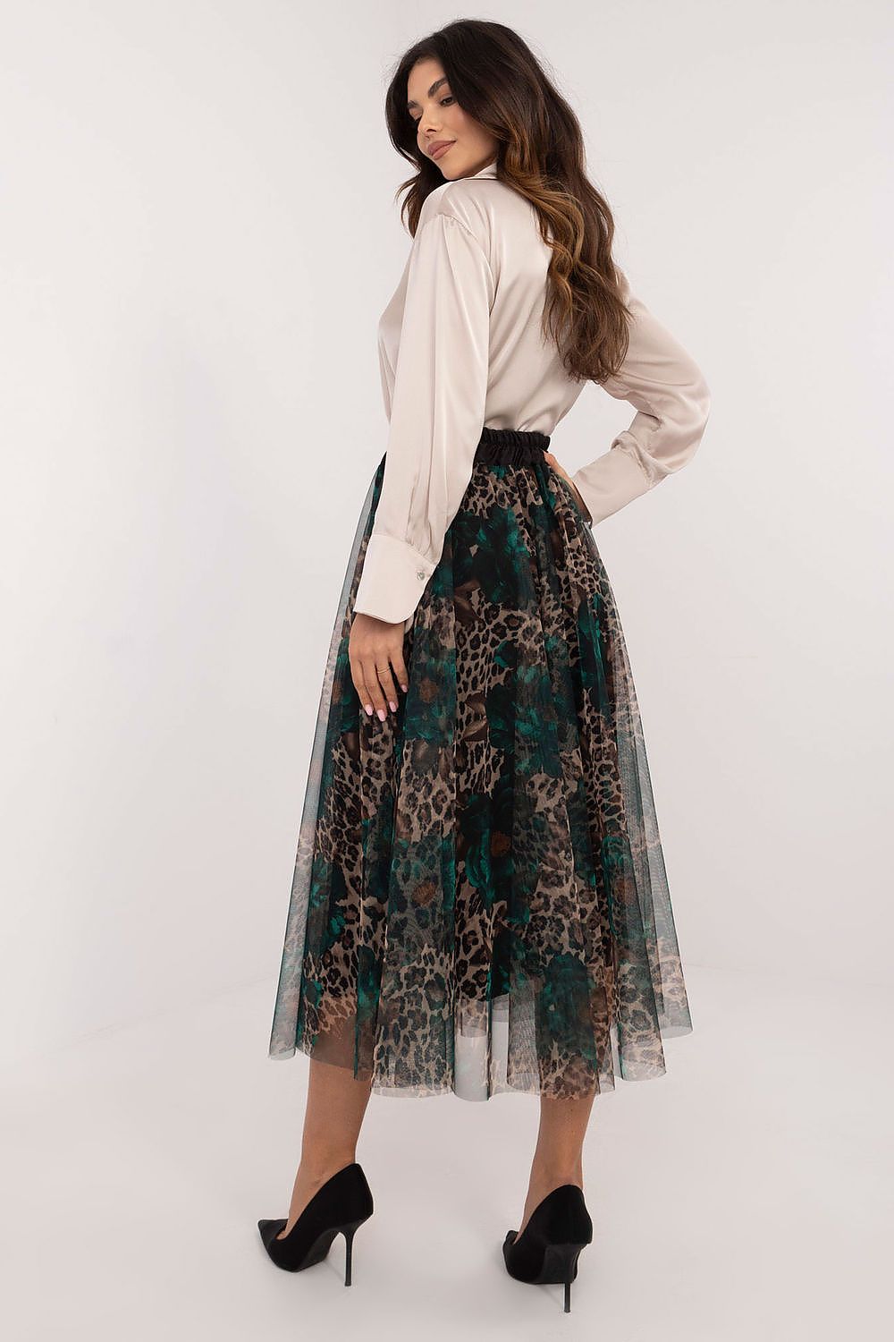 Tulle Leopard Floral Midi Skirt Italy Moda   