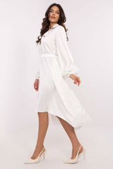 Asymmetrical Tie Waist Shirt Dress Lakerta