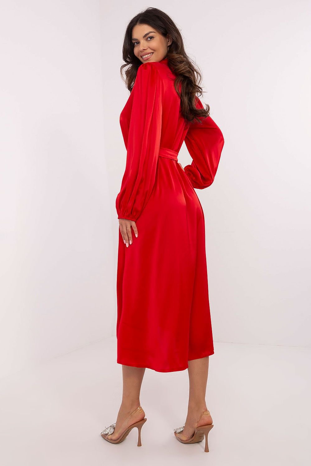 Asymmetrical Tie Waist Shirt Dress Lakerta