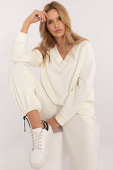 Sweatshirt & High Waist Cuffed Pants Set Lakerta