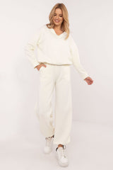 Sweatshirt & High Waist Cuffed Pants Set Lakerta