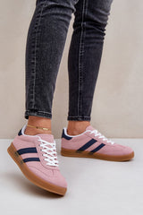 Eco-Suede Striped Gum Sole Low Top Sneakers Step in style