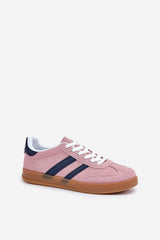 Eco-Suede Striped Gum Sole Low Top Sneakers Step in style