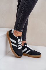 Eco-Suede Striped Gum Sole Low Top Sneakers Step in style