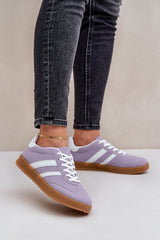 Eco-Suede Striped Gum Sole Low Top Sneakers Step in style