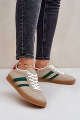 Eco-Suede Striped Gum Sole Low Top Sneakers Step in style