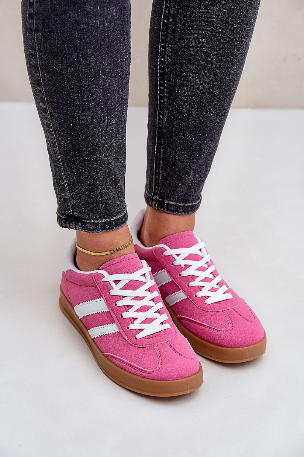 Eco-Suede Striped Gum Sole Low Top Sneakers Step in style