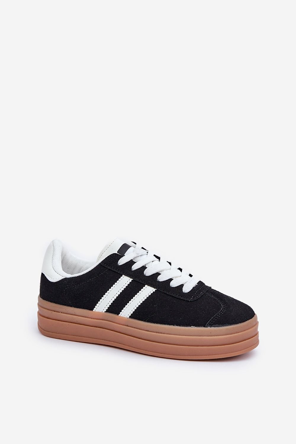 Eco-Suede Striped Platform Sole Low Top Sneakers Step in style