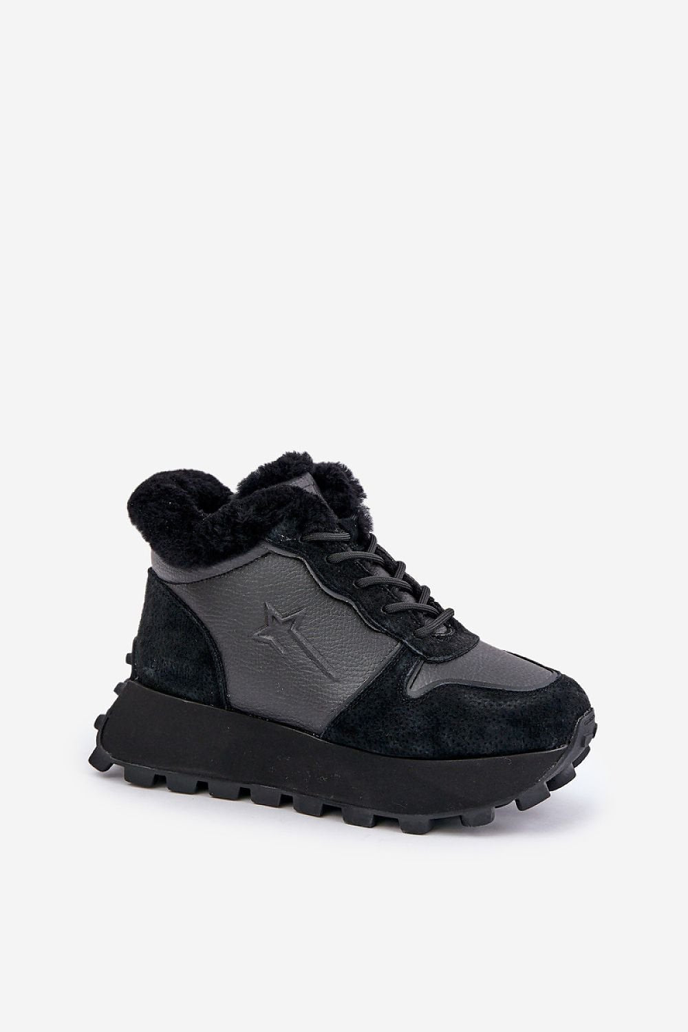 Chunky Sole Sneakers with Faux Fur & Side Zip Step in style