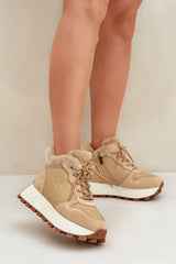 Chunky Sole Sneakers with Faux Fur & Side Zip Step in style