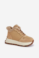 Chunky Sole Sneakers with Faux Fur & Side Zip Step in style