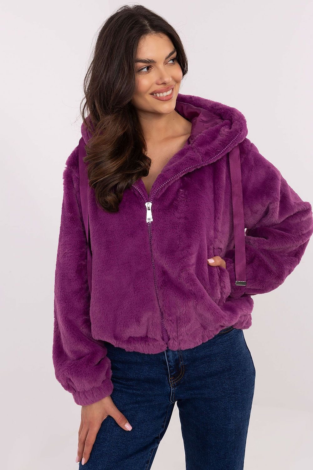 Teddy Bear Zip Jacket With Hoodie NM violet S/M