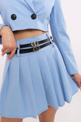 Mini Pleated Belt Skirt Italy Moda blue S/M