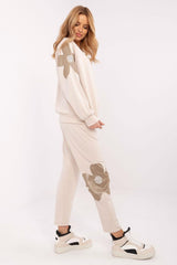 Flower Power Tracksuit Set Italy Moda beige one-size-fits-all