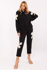 Flower Power Tracksuit Hoodie Set Italy Moda black one-size-fits-all