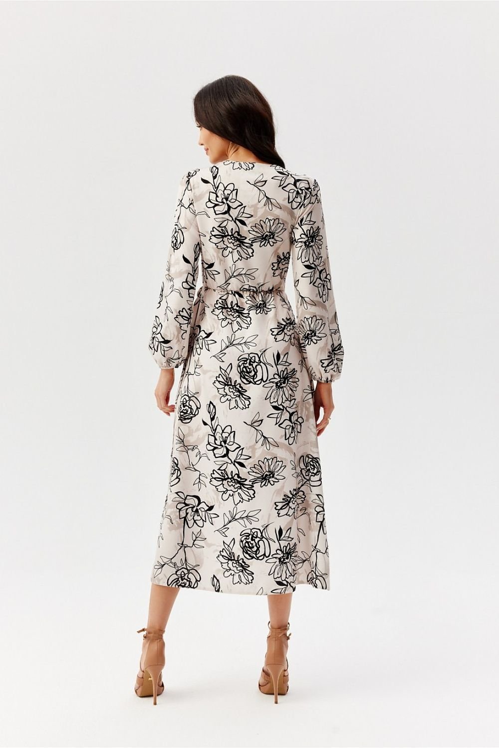 Camellia Layered Floral Midi Dress with Waist Tie Roco Fashion