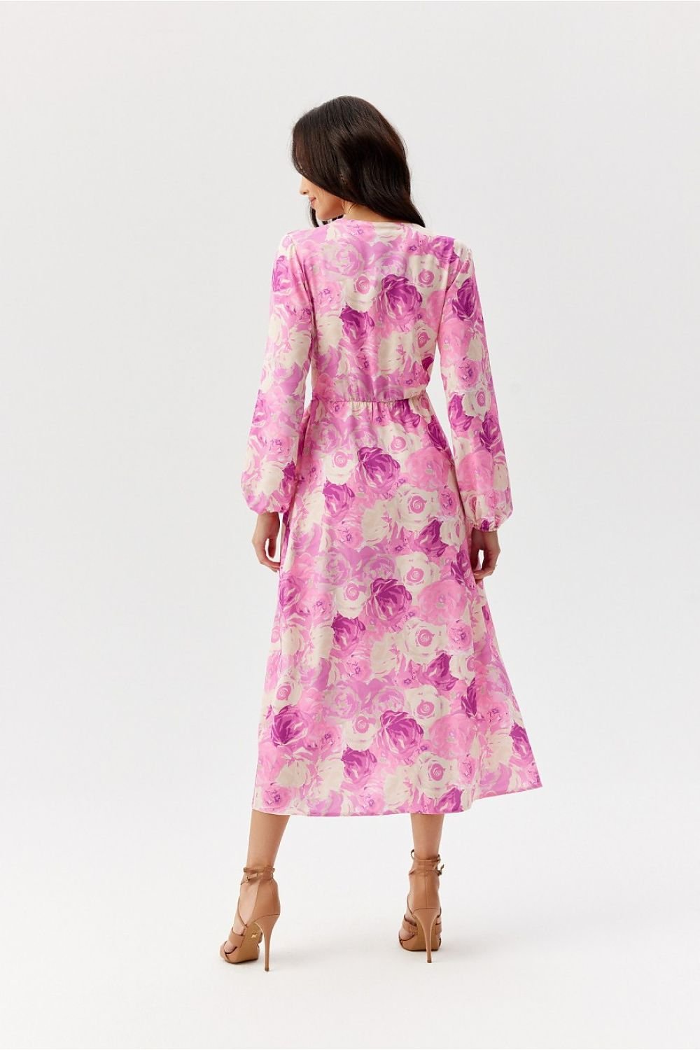 Camellia Layered Floral Midi Dress with Waist Tie Roco Fashion