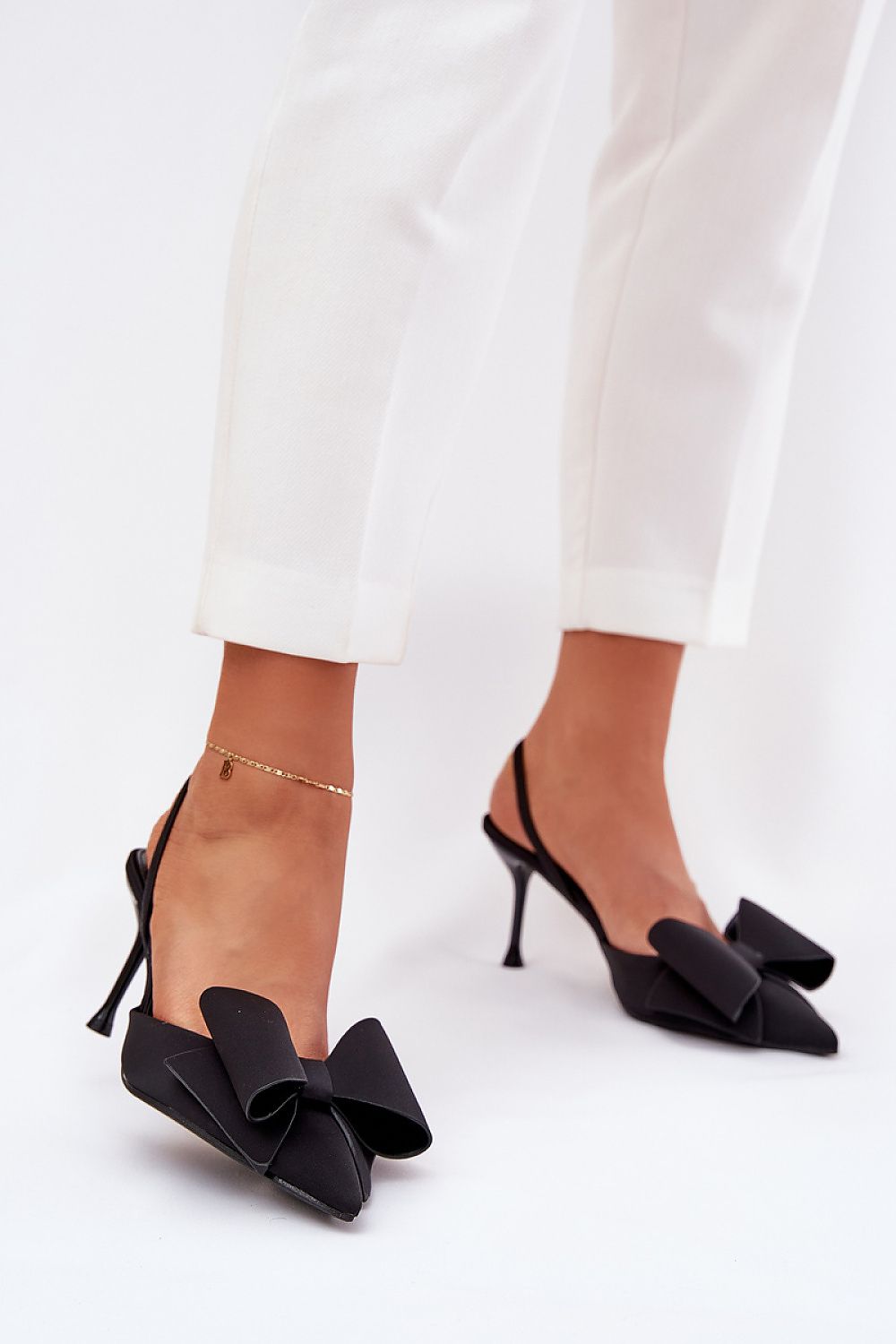 Slingback Bow Heel Pumps Step in style black 36