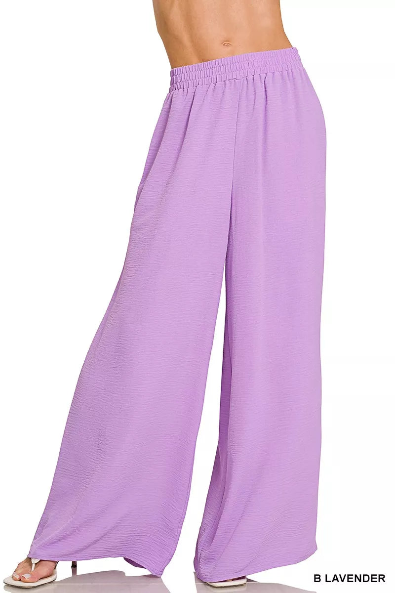 Woven Airflow Twisted Top & Wide Leg Pants Set ZENANA