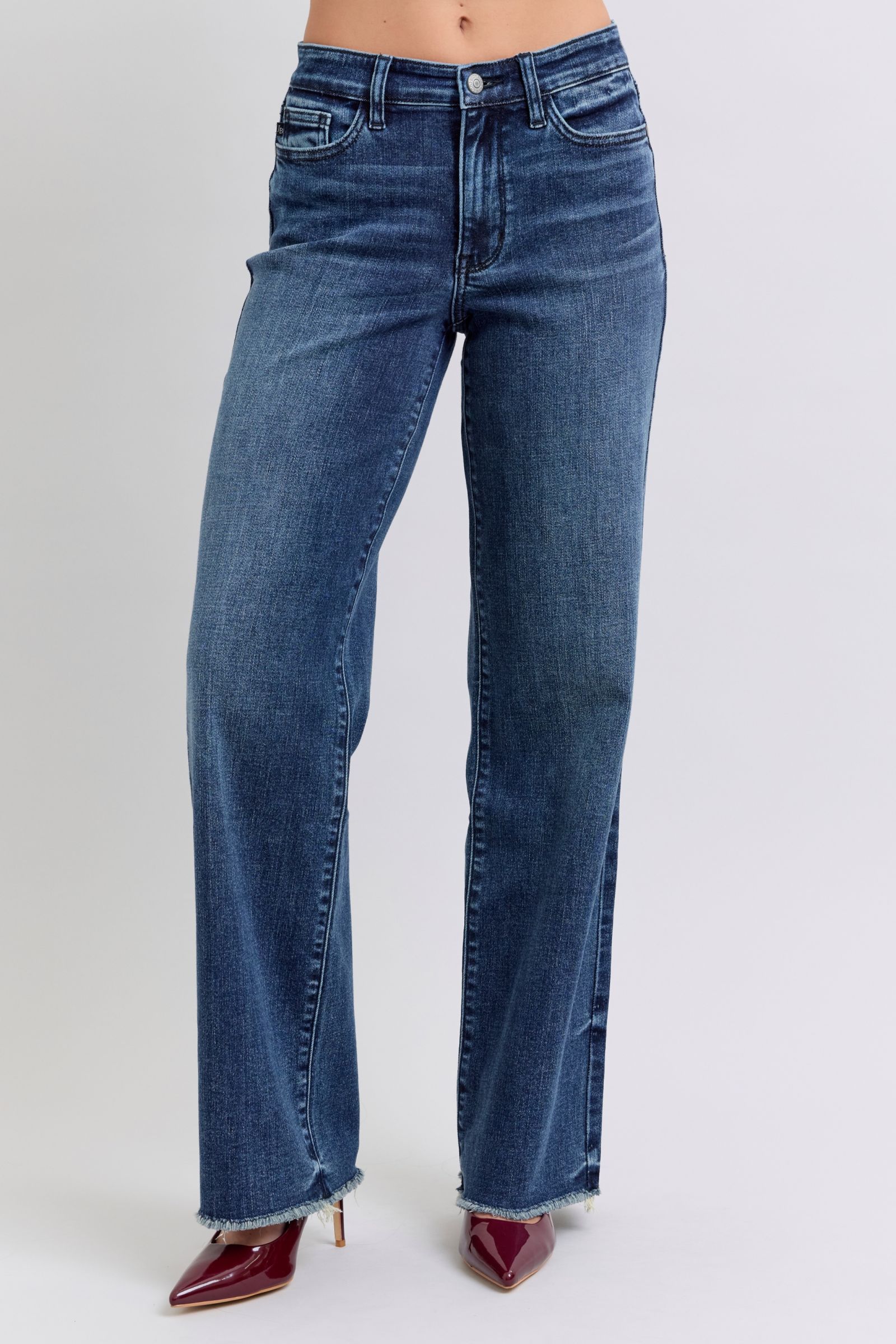 Raw Hem Mid Rise Jeans Judy Blue Dark 0(24)