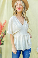 Textured and Soft V Neck Casual Top And the Why