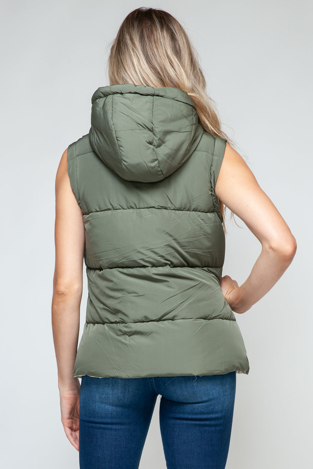 Snap and Zip Closure Hooded Vest Snobbish   