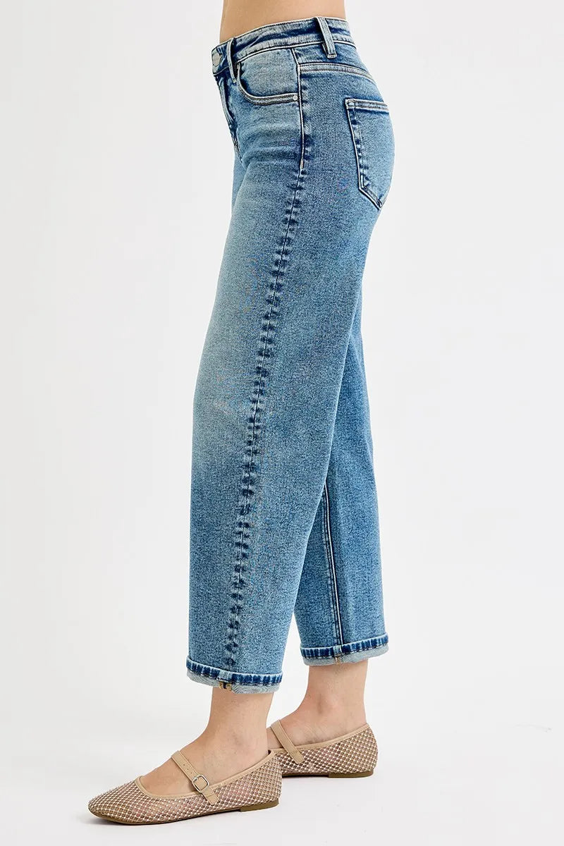 High Rise Crop Boyfriend Jeans With Plus Size Risen
