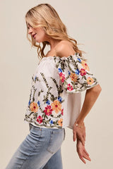 Floral Embroidered Two Way Off The Shoulder Blouse So Me