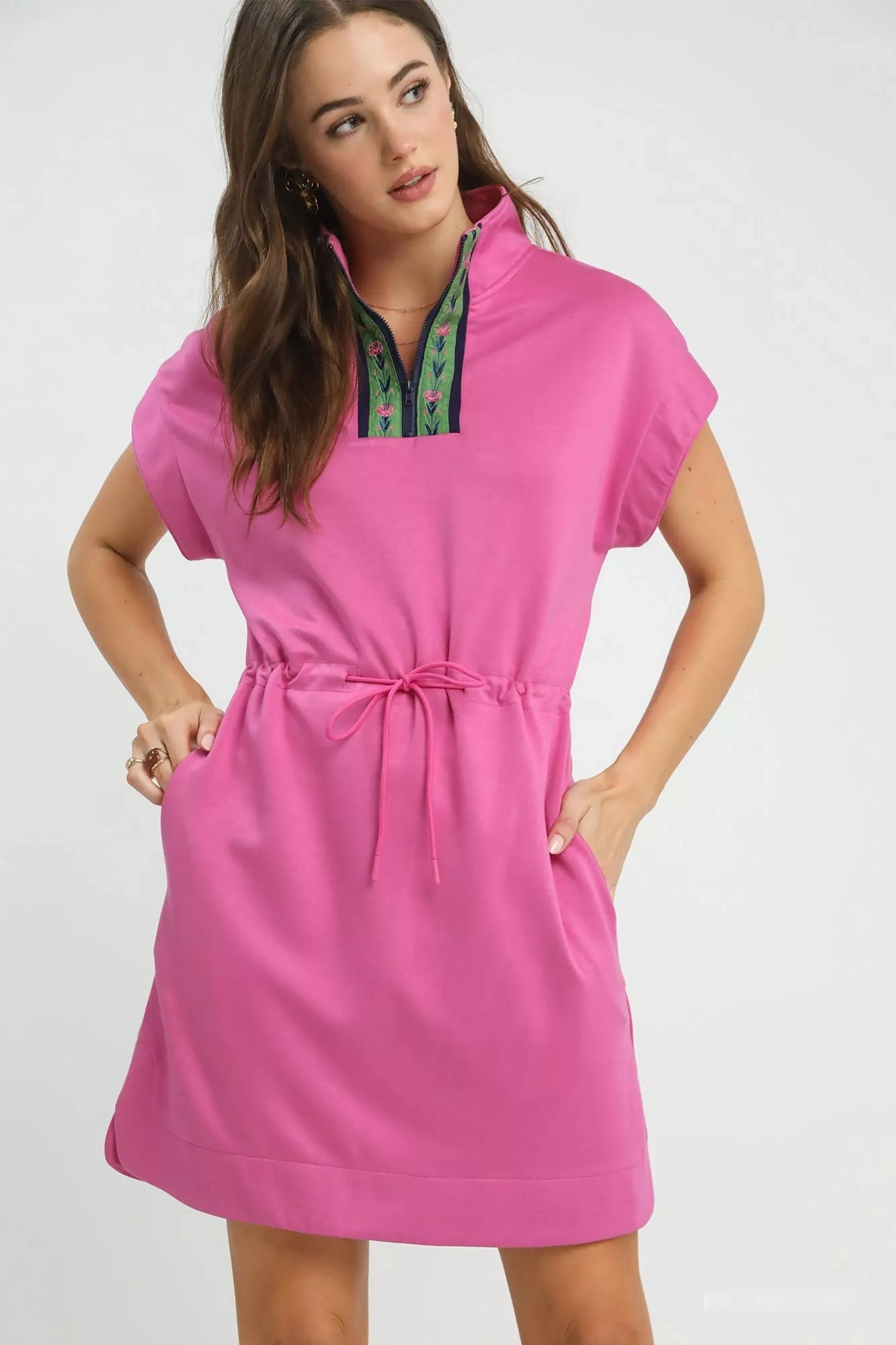 Dolman Sleeve Zip Detail Dress Umgee PEONY-UMG S