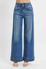 High Rise Ankle Wide Seam Detailed Jeans With Plus Size Risen DARK 0