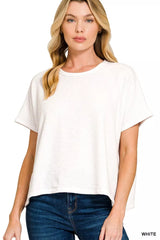 Cotton Slub Oversized Tee ZENANA WHITE S/M