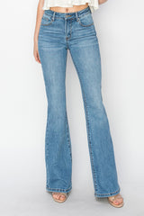 Mid Rise Flare Jeans with Pockets Risen   