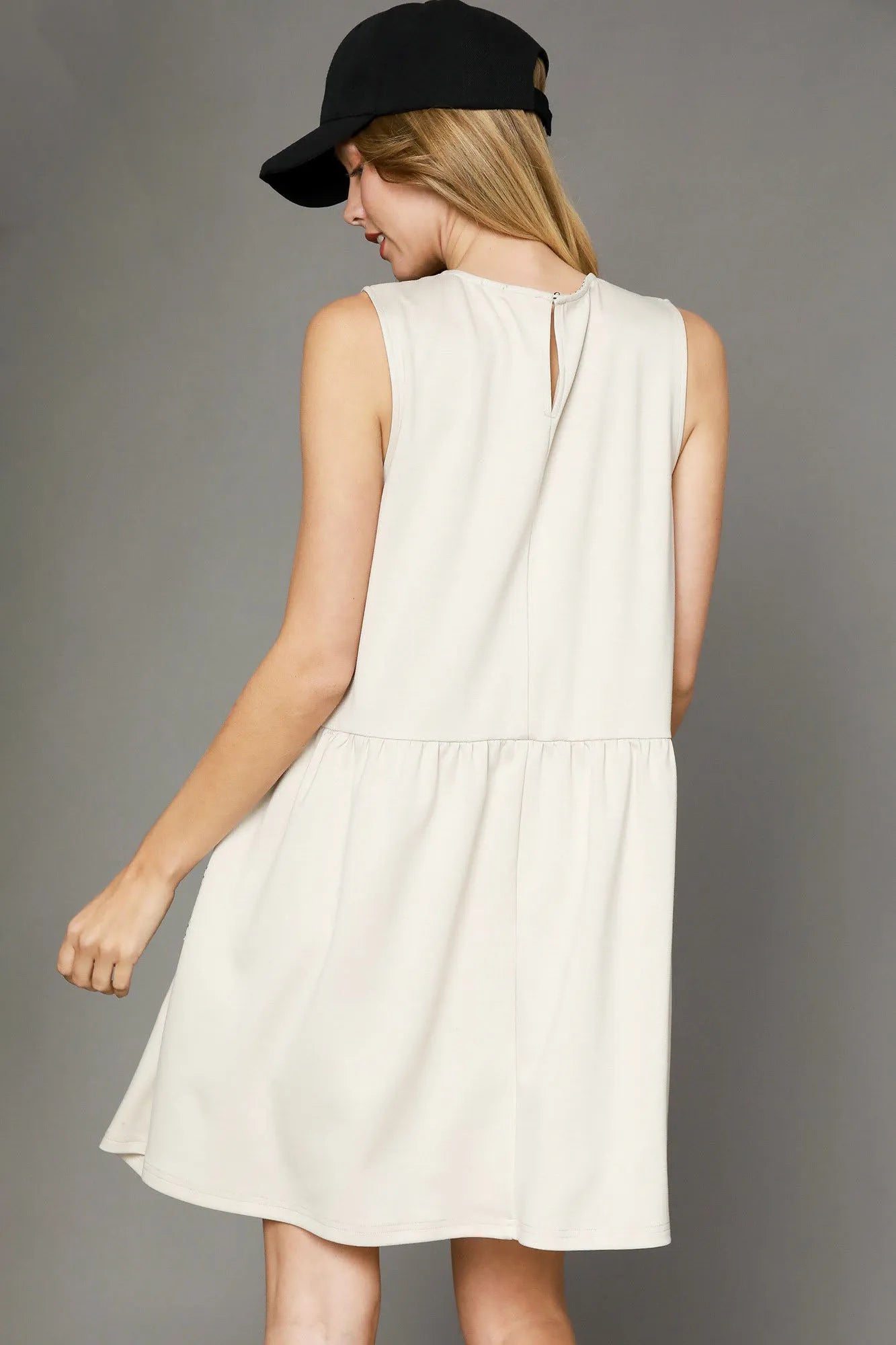 Round Neck Sleeveless Tank Dress with Pockets Umgee