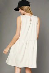 Round Neck Sleeveless Tank Dress with Pockets Umgee
