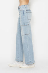 Light Blue High Waist Straight Cargo Jeans Judy Blue   