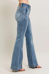 High-Waist Flare Denim Jeans with Front Seam With Plus Size Judy Blue