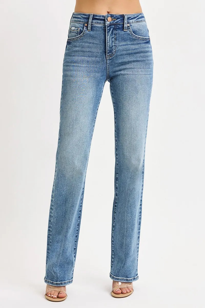 Tummy Control High Rise Straight Jeans With Plus Size Risen
