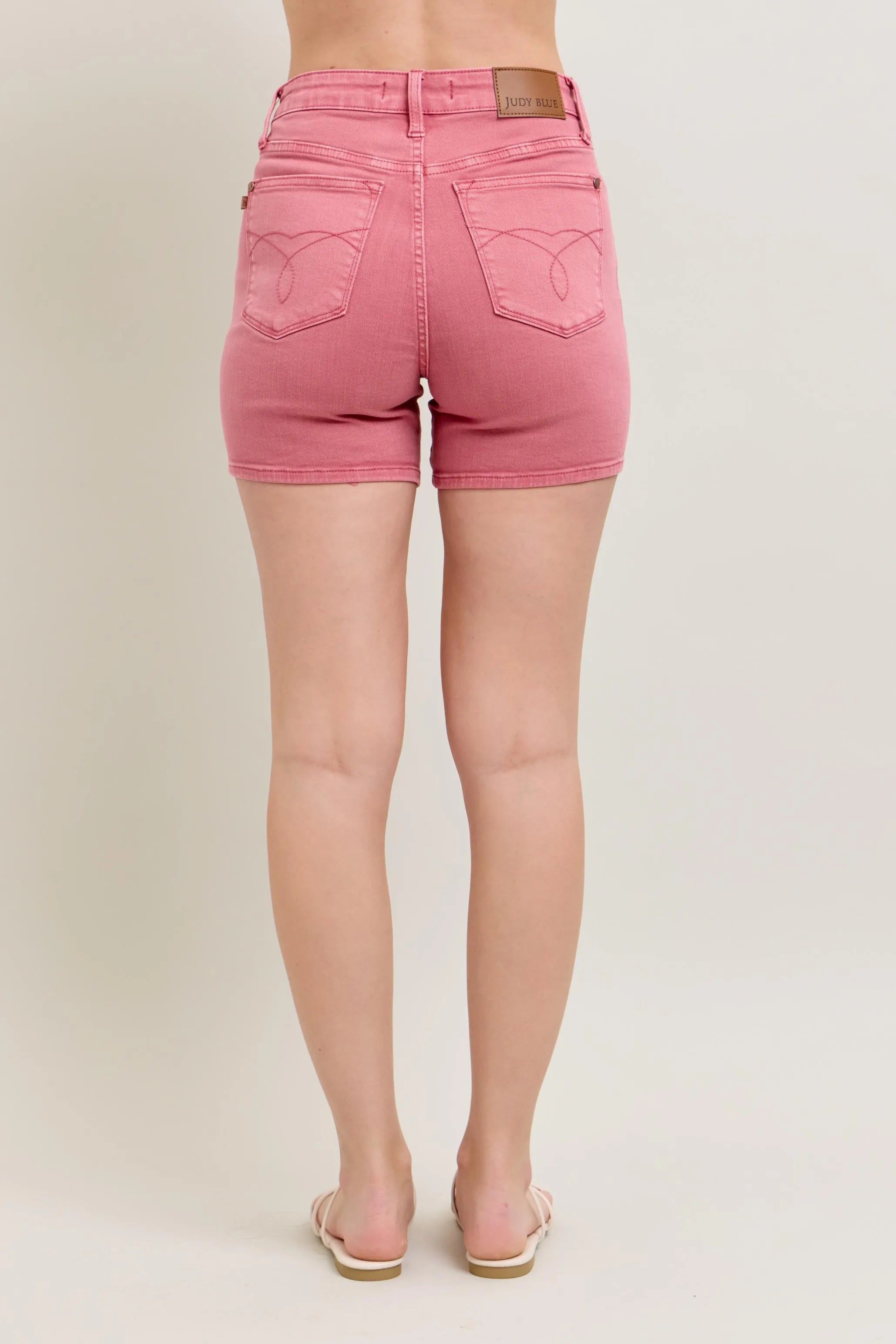 Pink Back Pocket Embroidery Shorts Judy Blue