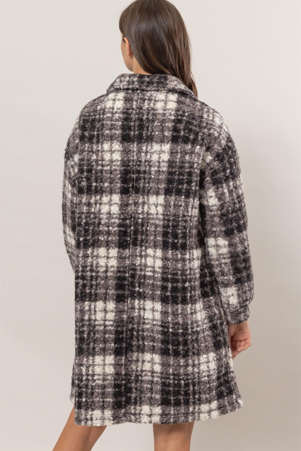 Plaid Button Down Longline Shacket HYFVE   