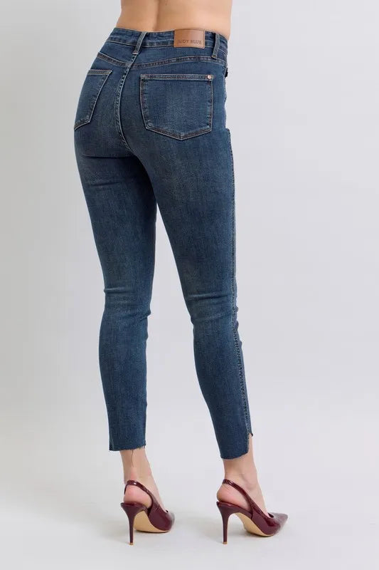 High Waist Tummy Control Step Hem Skinny Jeans Plus Size Judy Blue