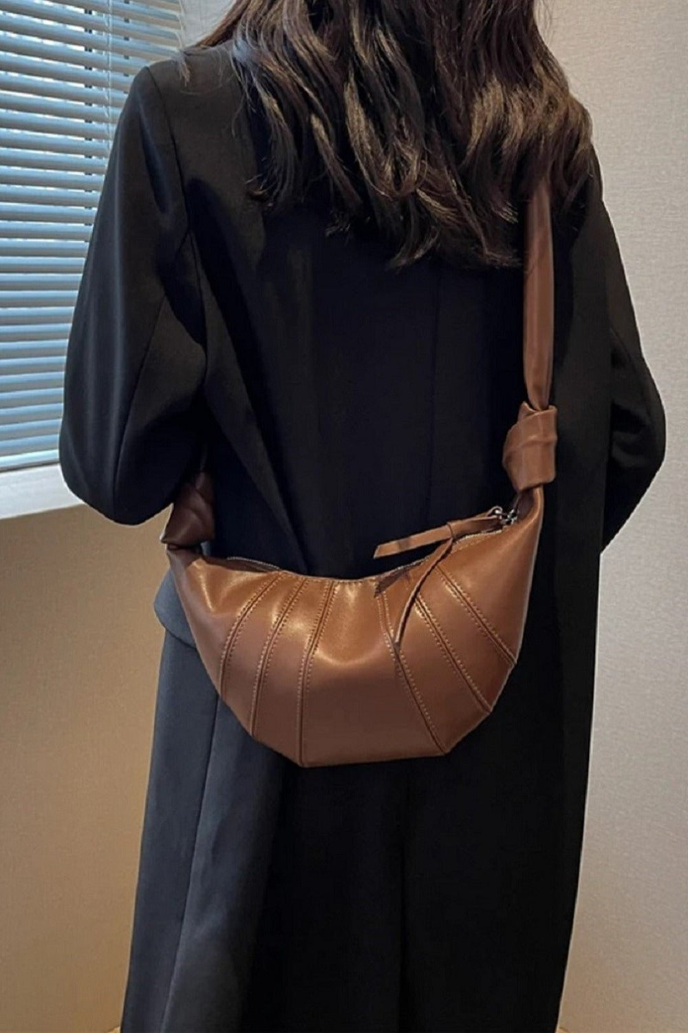 Vegan Leather Croissant Crossbody Bag ZENANA   