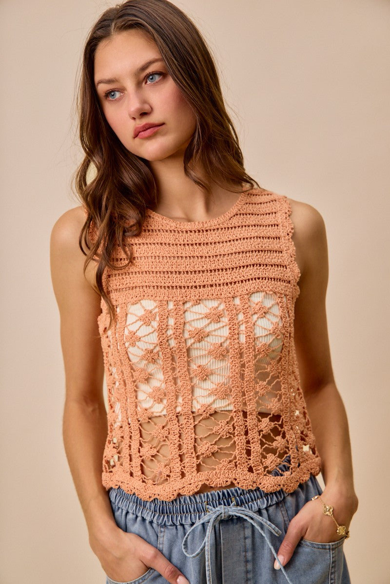 Crochet Knitted Lace Sweater Tank Top So Me