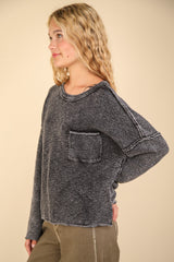 Mineral Washed Exposed Seam Sweater Very J   