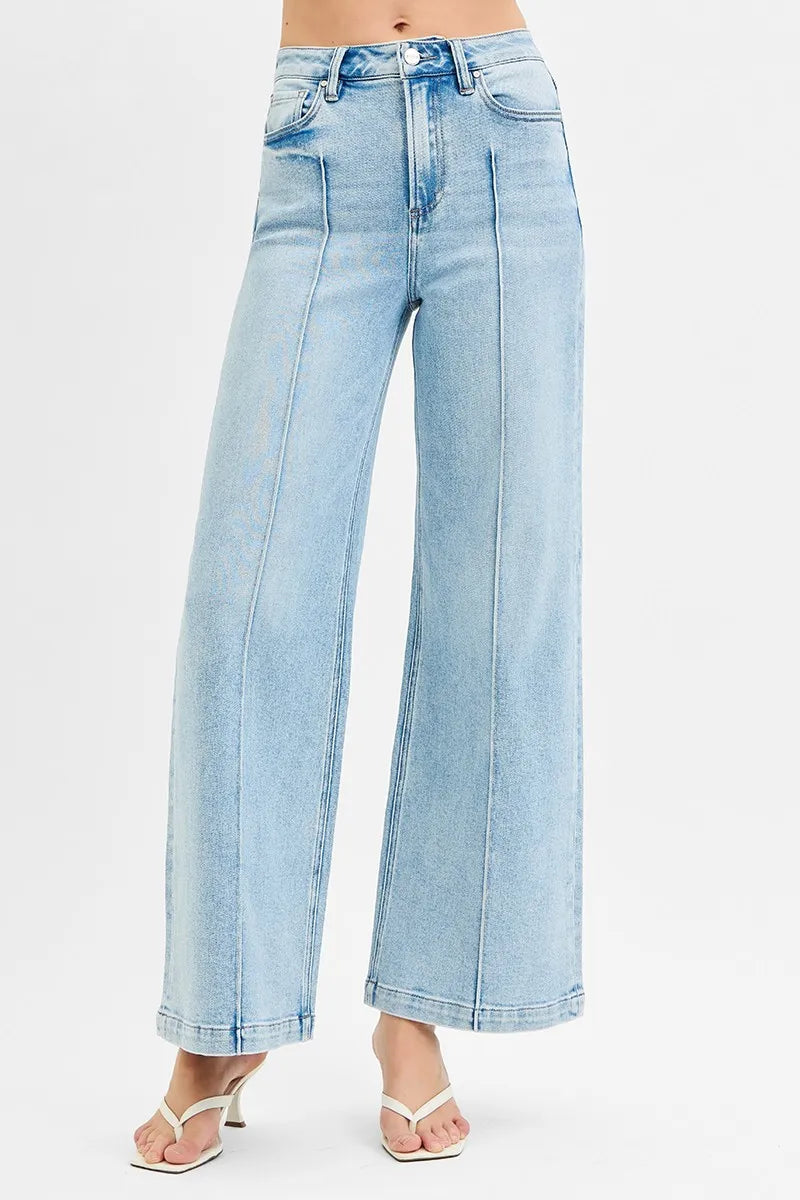 High Waist Wide Leg Pintuck Detailed Plus Size Risen