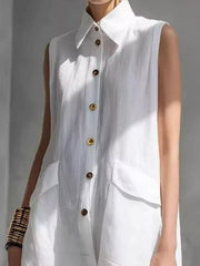 Full Size Button Front Sleeveless Dress Plus Size Simmer & Fay