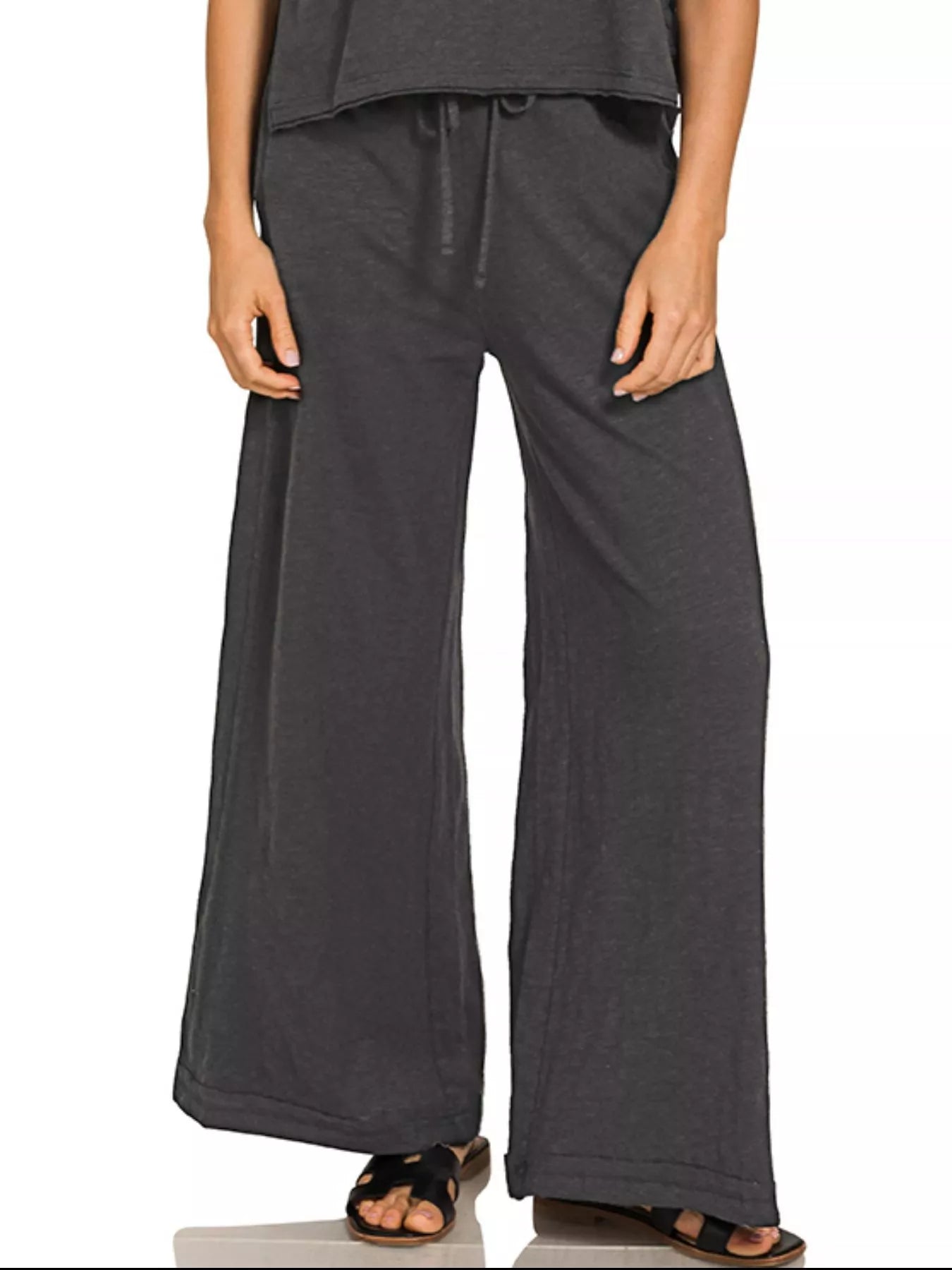 Cotton Slub Short Sleeve Tee and Pants Set ZENANA