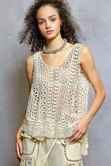 Crochet Fringe Hem Tank Top POL