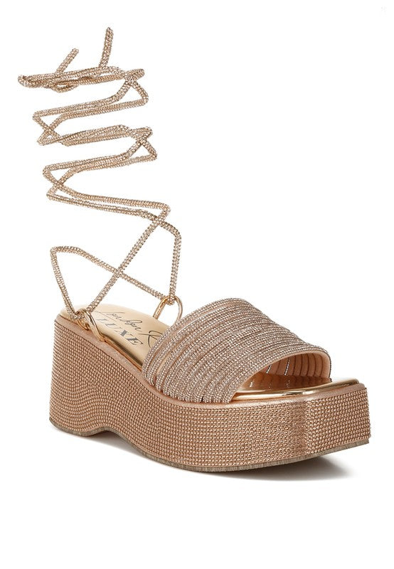 Swifties Rhinestone Embellished Lace-Up Sandals Rag Company   